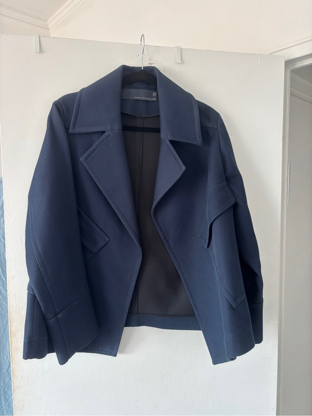 Zara Navy Short Tailored Blazer Jacket